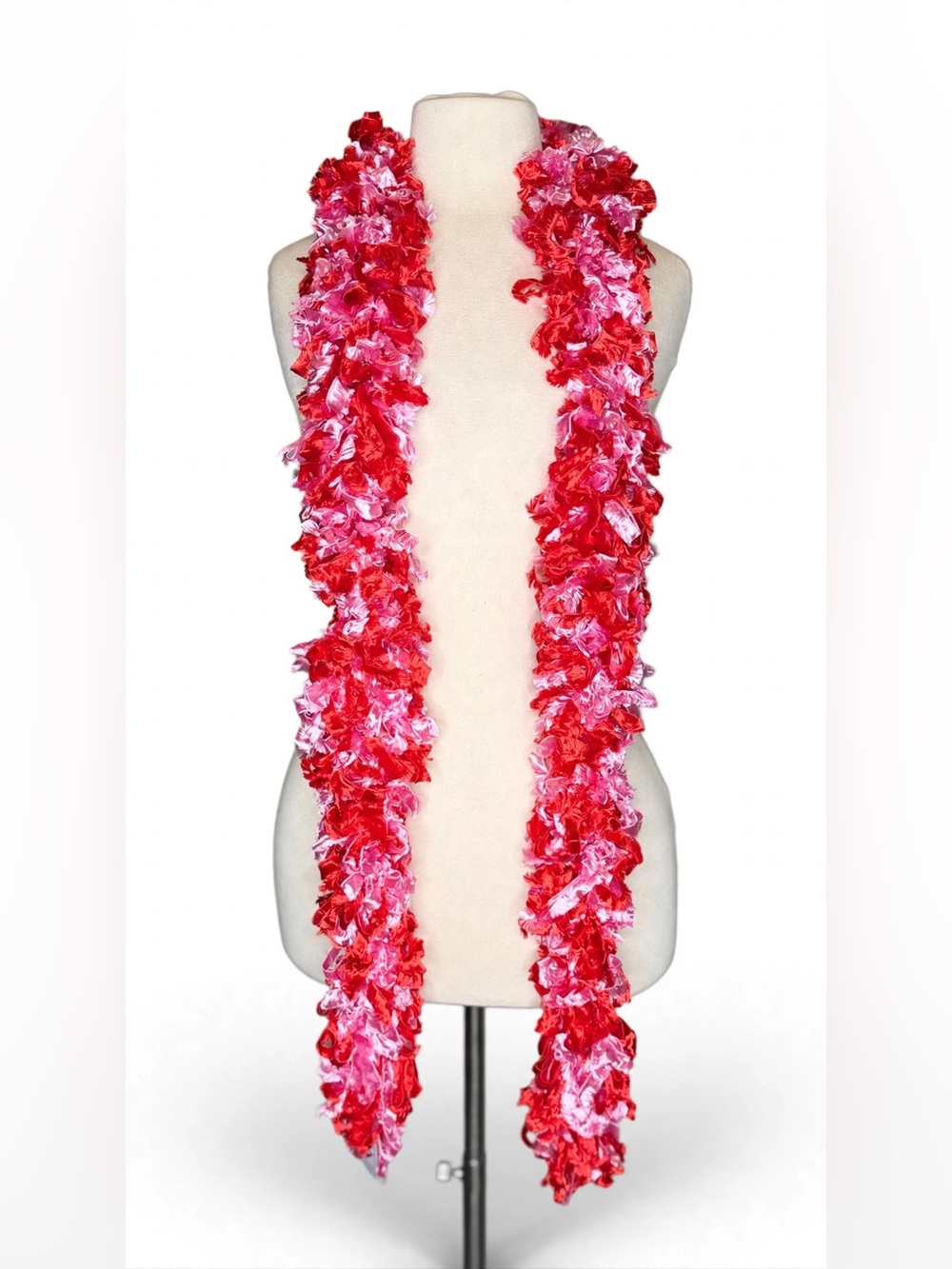 Ruffled Red & Pink Women's Fashion Scarf